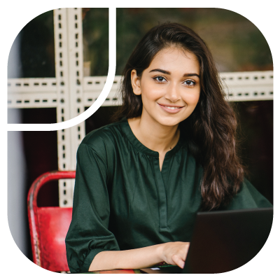 girl using laptop